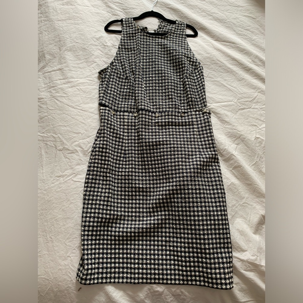 Nanushka LAYAN Sleeveless seersucker check mini dress